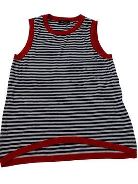 Dokotoo Sleeveless Stripe Knit Tank Top Navy Blue Red Women Size M Nautical